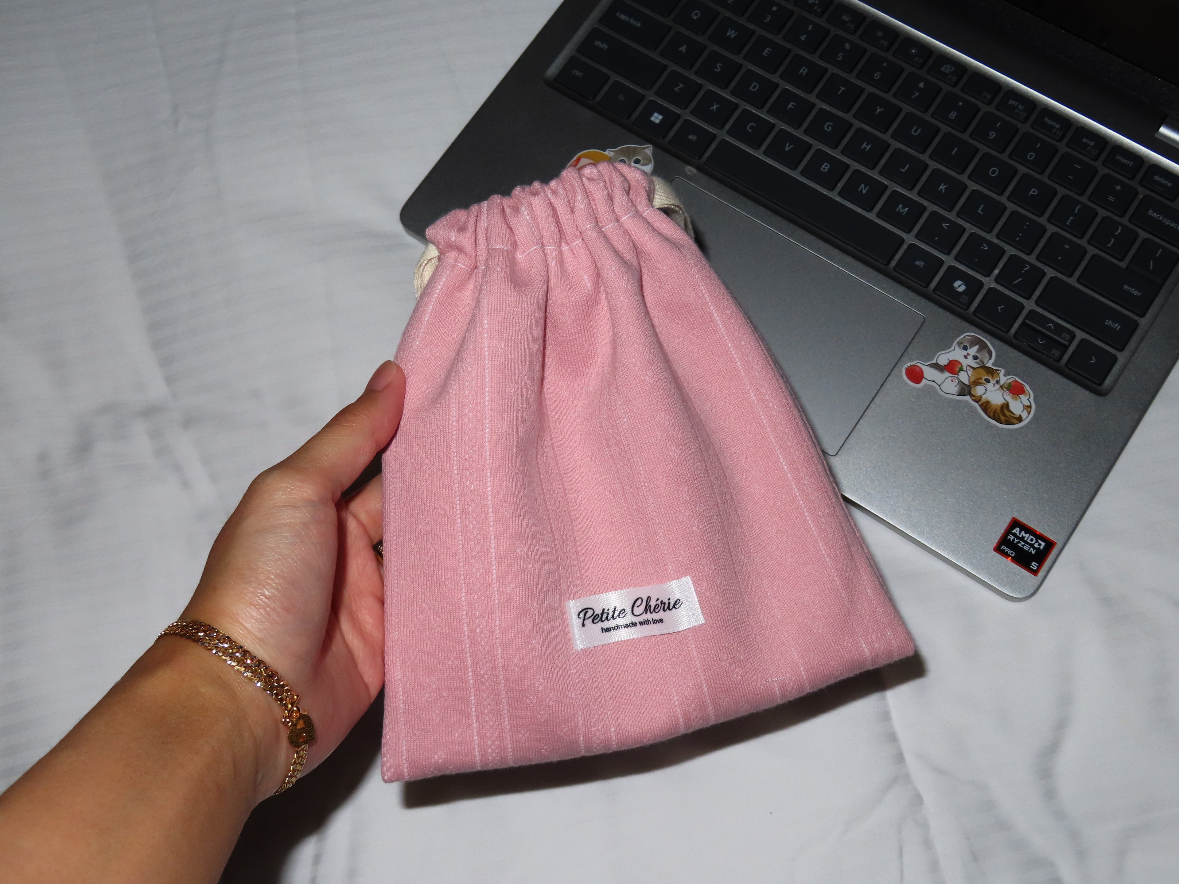 Bare Blush drawstring bag