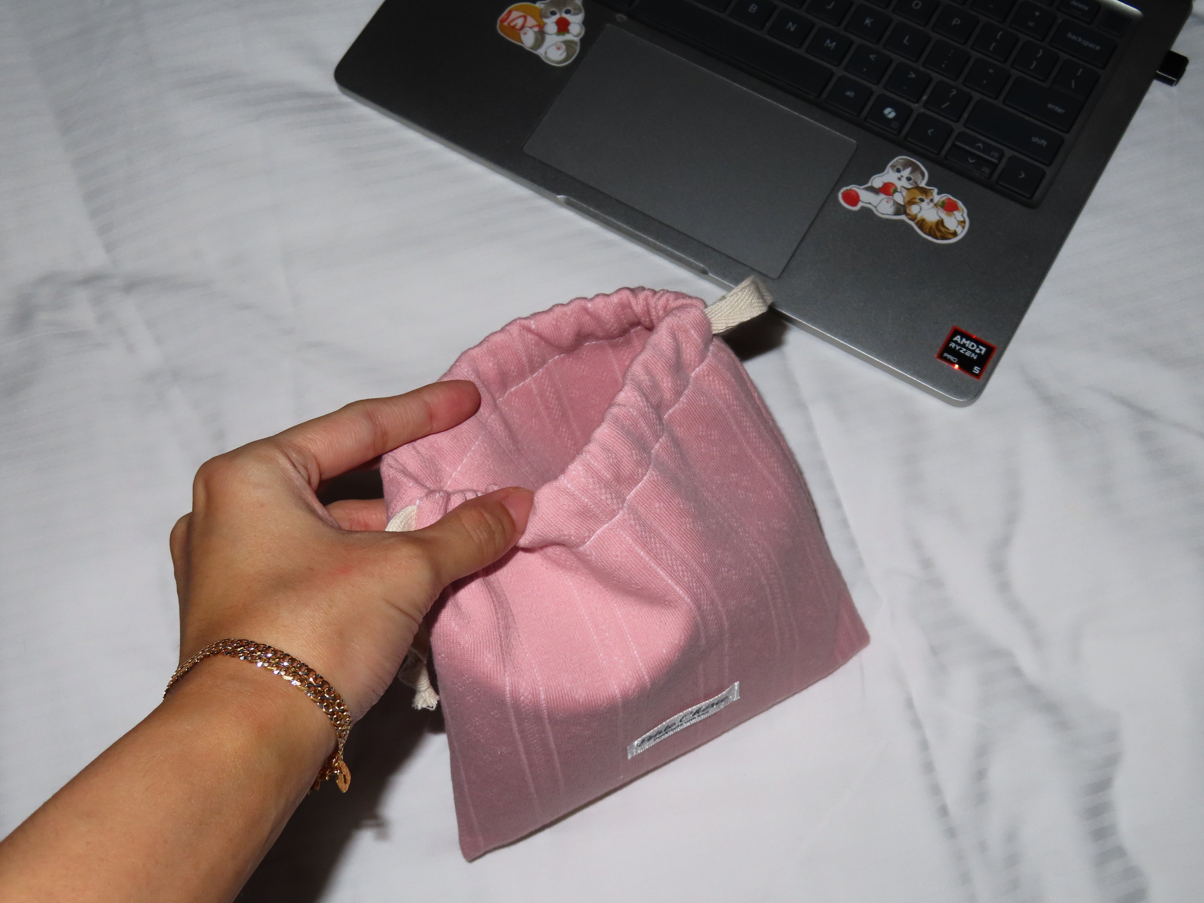 Bare Blush drawstring bag